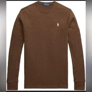 Polo by Ralph Lauren Brown Crewneck Waffle Knit long sleeve